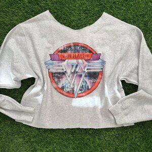 NWT Van Halen Cropped Wide Neck Sweatshirt